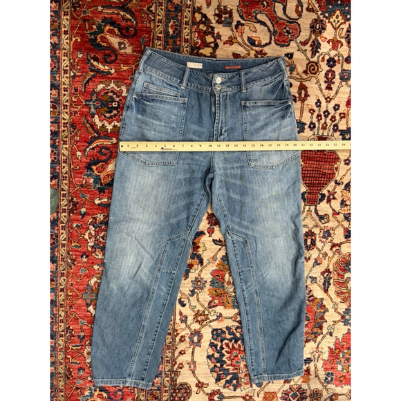 Pilcro The Wanderer Blue Denim Utility Crop Jeans Size 28 - Picture 3 of 9